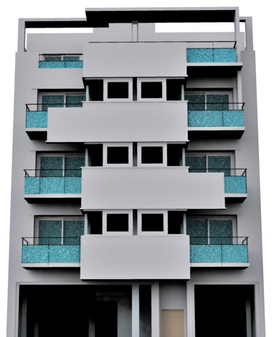 Residential building between party walls